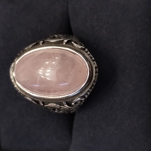 6.00 Carat Total Weight Rose Quartz Ring 316L Stainless Steel. Size 8 - Picture 5 of 5